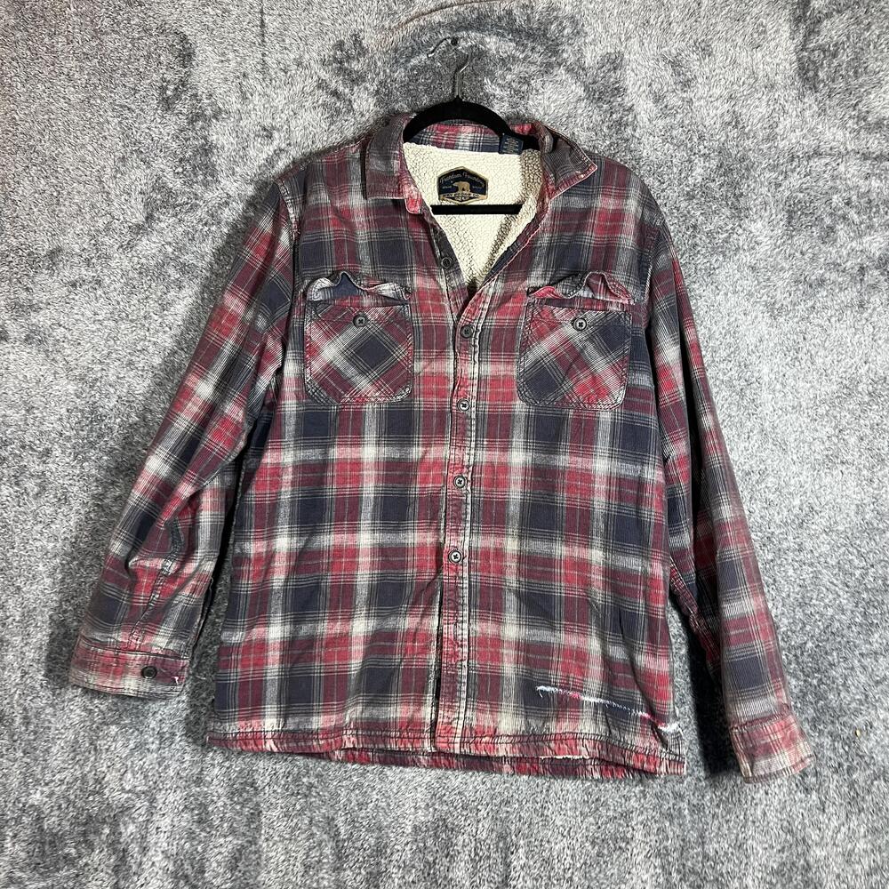 Freedom Foundry Jacket Mens M Red Quilted Flannel Lined Insulated Collared